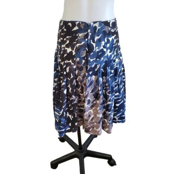 Anthropologie Maeve A-Line Pleated Midi Skirt Multicolor Watercolor Pockets Sz 4 - Picture 4 of 11